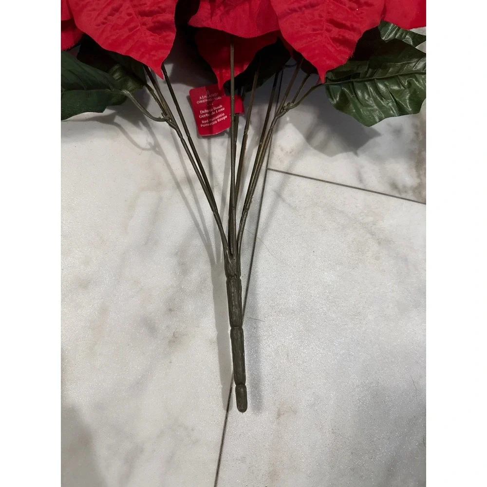 Ashland Christmas Noel Deluxe Bush Red Poinsettia Artificial Floral Stem 785808